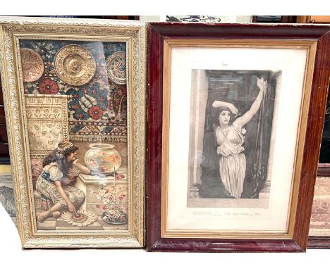 After Lord Leighton "Loves Awakening" and&nbsp; "Wedded" and a Pear's print - girl and goldfish bowl framed and glazed etc 