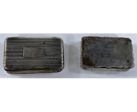 A hallmarked silver rectangular snuff box, engine turned, Birmingham 1824, by Thomas Shaw; a similar with inscribed cartouche