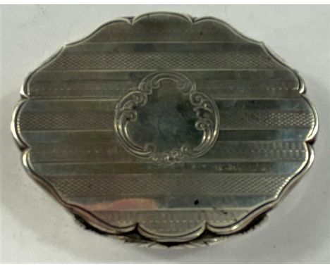 An oval patch box, engine turned with wavy border, Birmingham 1850 