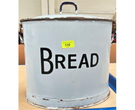 A vintage unusual oval enamel Bread Bin.
