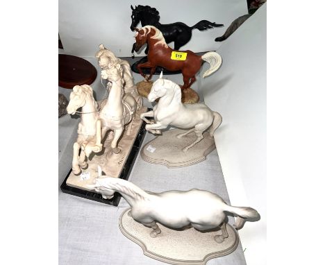 Two Franklin Mint ceramic horses; others similar 