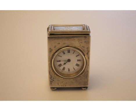A George V Sterling Silver  Cased Clock Timepiece. Drew &amp; Sons (Ernest &amp; John Summers Drew), Lo ndn 1913. The case en