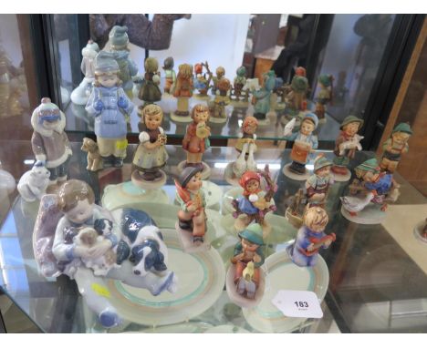 Two Lladro and one Nao figure groups and thirteen Goebel children figures (16) 