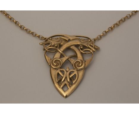 A 9 carat gold pendant in the Celtic style on a 9 carat gold neck chain 12g 