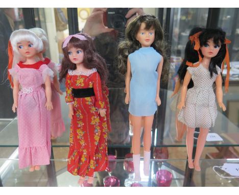 Dolls: 1960s Tressy doll with 'hair-grow' push button and three others in Sindy style 27cm (4) 