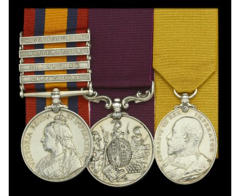 The outstanding and extremely rare ‘double long service’ group of three awarded to Regimental Sergeant-Major E. Morel, Royal 