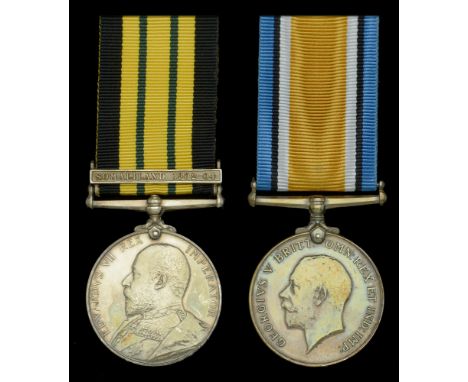 Pair: Master At Arms J. Bond, Royal Navy, who was killed on 6 August 1914, when H.M.S. Amphion struck a mine off the Thames E