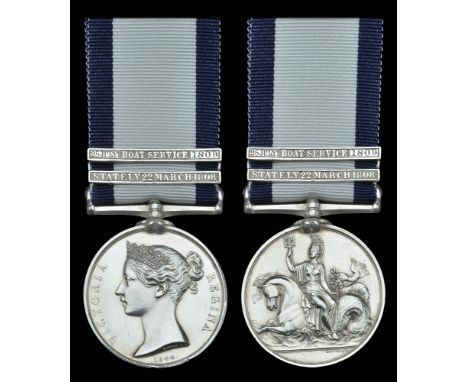 The Naval General Service Medal awarded to Able Seaman George Brace, who witnessed the destruction of the Danish 74 Prindts C