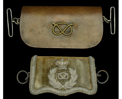 A Staffordshire Volunteer Rifle Corps Officers Full Dress Pouch. A green velvet pouch mounted with silver embroidery, to the 