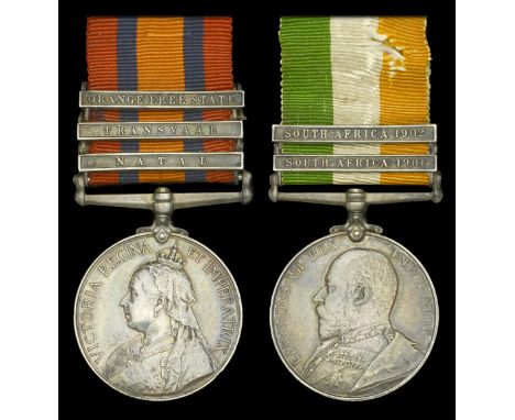 Pair: Gunner G. Querie, Royal Garrison Artillery   Queen’s South Africa 1899-1902, 3 clasps, Natal, Transvaal, Orange Free St