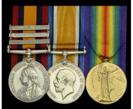 Three: Sergeant J. Vine, Royal West Surrey Regiment, later Army Ordnance Corps  Queen’s South Africa 1899-1902, 3 clasps, Ora