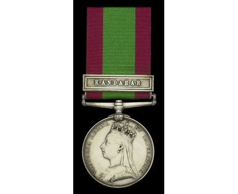 Afghanistan 1878-80, 1 clasp, Kandahar (1469, Pte. C. Connibeer, 2/7th. Foot) mounted for display alongside a portrait photog