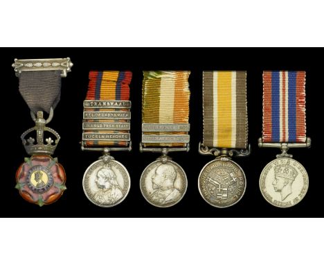 The mounted group of five miniature dress medals attributed to Captain E. I. M. Barrett, Commissioner of Police, Shanghai, la