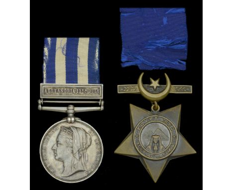 Pair: Leading Seaman T. W. Glover, Royal Navy  Egypt and Sudan 1882-89, dated reverse, 1 clasp, Alexandria 11th July (T. W. G