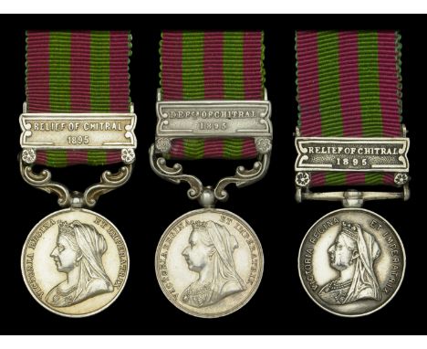 Miniature Medals: India General Service 1895-1902, 1 clasp (3), Defce. of Chitral 1895; Relief of Chitral 1895 (2), all of co