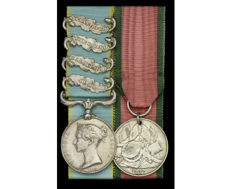 Pair: Private A. Stephenson, Royal Artillery  Crimea 1854-56, 4 clasps, Alma, Balaklava, Inkermann, Sebastopol, unofficial ri