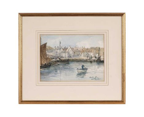 Thomas Swift Hutton(1865-1935)"Crail Harbour, Fife, Scotland",signed and titled,watercolour,20 x 27cms, 39 x 45cms in frame.