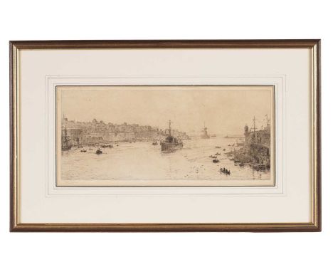 William Lionel Wyllie(1851-1931)"Aberdeen Harbour",signed,etching,each approximately 17 x 39cms, 35 x 56cms in frame.