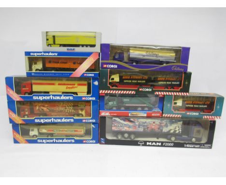 A collection of boxed diecast model haulage vehicles to include Corgi Superhaulers TY86613, TY86801, TY86602 and TY86620, Cor
