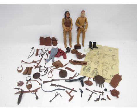 Two Marx Johnny West cowboy series action figures to include Johnny West and Cherokee Chief, with equipment manual assorted a