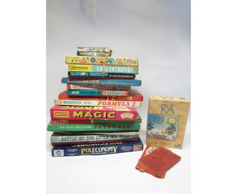 A collection of vintage games including Waddingtons 'Z Cars', 'Formula 1', Cluedo', Woodrush 'Poleconomy', Peter Pan Playthin