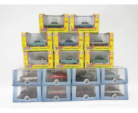 A collection of 1:76 railway scale diecast model vehicles, comprising eight perspex cased Oxford Diecast and eight boxed Clas