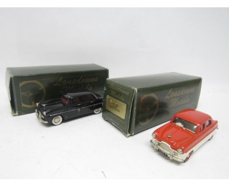 Two boxed Lansdowne Models (Brooklin) code 3 LD7 1954 Ford Zephyr Zodiac diecast model cars, one in black with red interior a