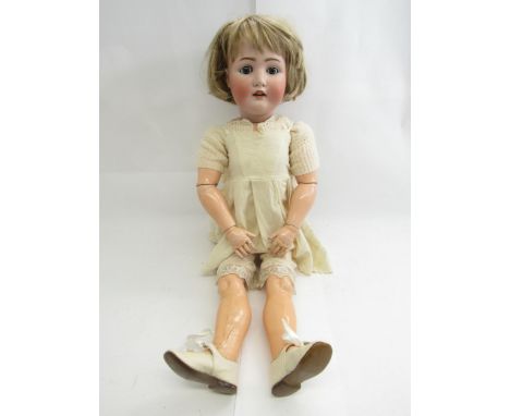 A large early 20th Century Kestner &amp; Co for Catterfelder Puppenfabrik bisque head doll, with striated blue glass sleeping