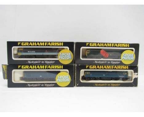 Four boxed Graham Farish N gauge model railway diesel locomotives, comprising 8005 BR Class 47, 8305 BR Class 25, 8406 BR Cla