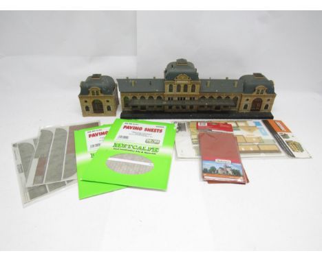 A kit built 00 gauge model railway Baden Station (a/f), Superquick Signal Box and Coal Order Office model kit, Metcalfe pavin