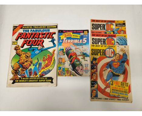 A group of silver/bronze age comics to include: 'The best of Dc Comics Super DC' #1-3, 'Marvel Treasury Edition #2 - The Fabu