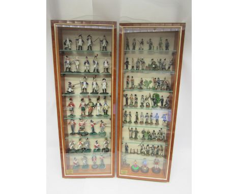 A collection of approximately eighty hand painted white metal military figures of varying scales, including Franklin Mint Wat
