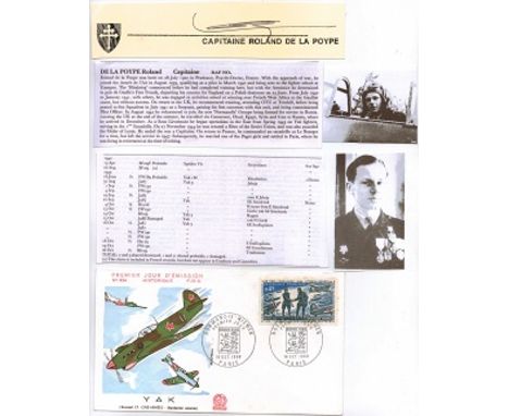 Capitaine Roland De La Poype. Signature of the Free French ace who flew with 602 Squadron then joined the famous Normandie-Ni