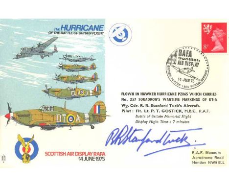 Hurricanes of the Battle of Britain flight cover signed by Battle of Britain ace Bob Stanford-Tuck. Good condition  