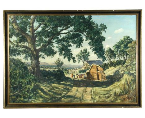 § Claude Muncaster, RWS (British, 1903-1974) Well Digger Lane signed lower left "Claude Muncaster / 1952" oil on canvas 81 x 