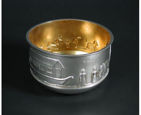 An Edwardian silver Noah's Ark christening bowl, by William Hutton & Sons Ltd, Sheffield 1908, the bowl embossed with a conti