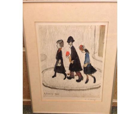 § Laurence Stephen Lowry, RA (British, 1887-1976) The Family signed lower right in pen "L S Lowry" and with FATG blind stamp 