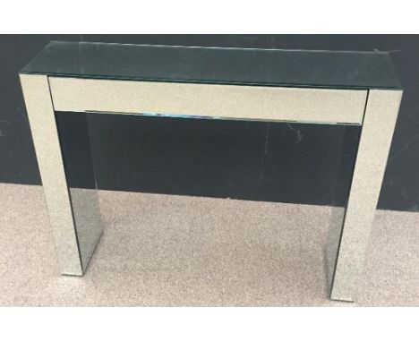 A contemporary mirrored console table, the rectangular top over a single frieze drawer 91 x 121 x 31cm (35 x 47 x 12in)  