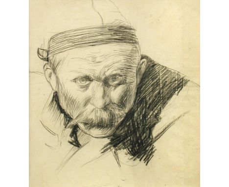 Pierre Georges Jeanniot (French, 1848-1934) Self-portrait of the artist charcoal on buff paper 32 x 30cm (12 x 12in) Provenan