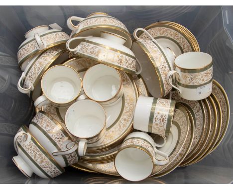 A Minton china "Aragon" pattern part dinner service to include: 7 dinner, lunch and side plates, 14 saucers (tea &amp; coffee