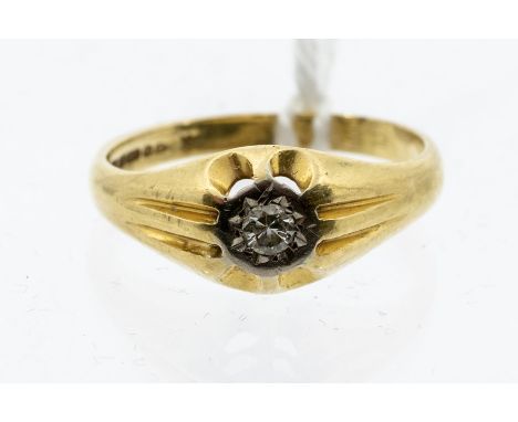 An diamond and 18ct gold ring,  the diamond weighing approx 0.10ct, size T1/2, total gross weight approx 5gms  Condition repo