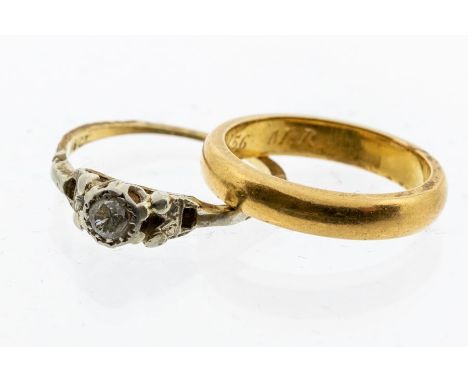 An 18ct gold and diamond set solitaire ring, the diamond&nbsp; approx 0.15ct, shank very worn, total gross weight approx 2.6g