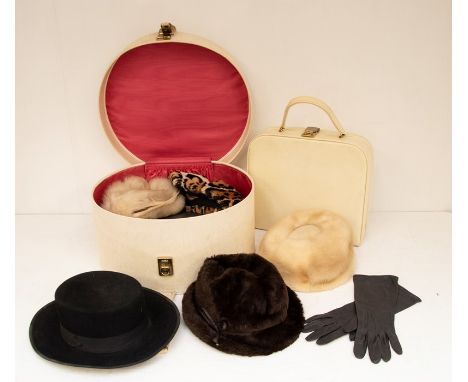Vintage clothing and textiles - a pair of men's RayBan sunglasses; fur stoles; hats; bow ties; gloves; handbags; fans; etc; h