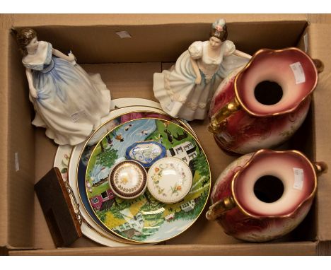 A group of ceramics to include: Royal Doulton Charlotte HN4092 &amp; Lindsay HN3645 together with 18th Century style Limoges 