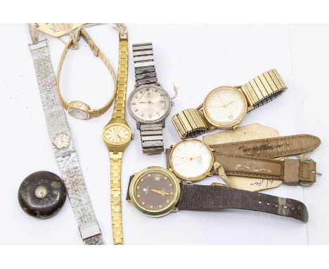 Assorted wristwatches, including Bulova, Tissot, Alpah, and a hardstone mounted compass