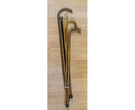 Edwardian silver topped walking cane, yard stick, teachers cane, plus later walking sticks