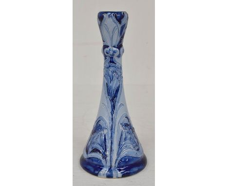 The Mitchell Collection of Moorcroft Pottery: A William Moorcroft Florian Ware 'Blue Poppy' pattern candlestick. Height appro