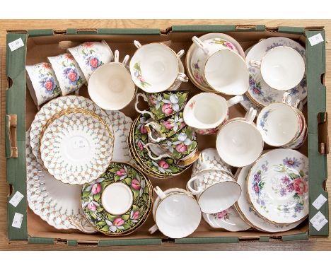 A collection of tea wares to include Crown Staffordshire, Royal Albert Provincial flowers and Spode Tiara part services