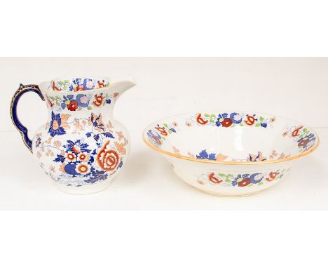 A Mason's Ironstone Imari pattern no: 1017 large wash jug / pitcher and basin (2)