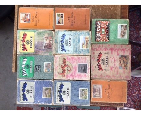 Chad Valley wooden Jigsaws to include Windsor Castle, Cornwall, Historic Tones, Romans at Caerleon, RMS Caronia, Fishguard Ar